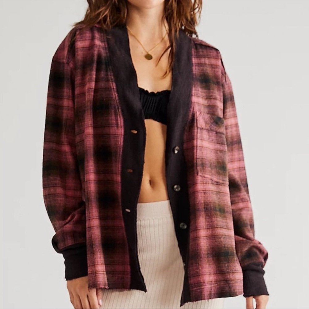 NWT! We The Free Cardi Plaid Flannel Cardigan